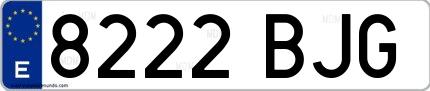 Ejemplo de matrícula española 8222 BJG