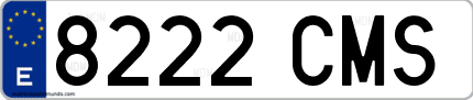 Ejemplo de matrícula de coche ordinaria 8222 CMS