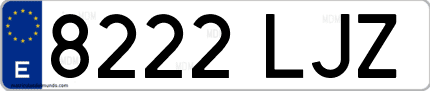 Ejemplo de matrícula de coche ordinaria 8222 LJZ