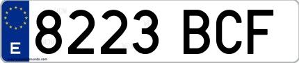 Ejemplo de matrícula española 8223 BCF