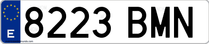 Ejemplo de matrícula de coche ordinaria 8223 BMN