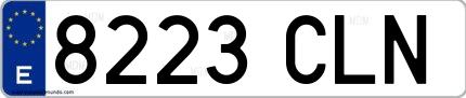 Ejemplo de matrícula española 8223 CLN