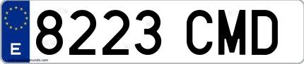 Ejemplo de matrícula española 8223 CMD