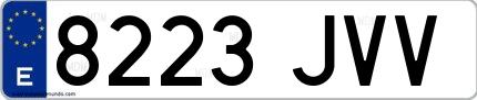 Ejemplo de matrícula de coche ordinaria 8223 JVV