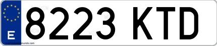 Ejemplo de matrícula española 8223 KTD