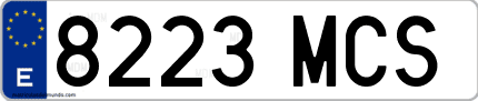 Ejemplo de matrícula de coche ordinaria 8223 MCS