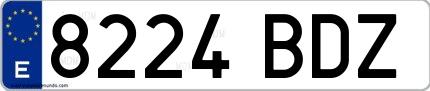 Ejemplo de matrícula española 8224 BDZ