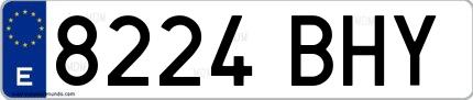 Ejemplo de matrícula española 8224 BHY