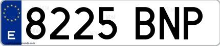 Ejemplo de matrícula española 8225 BNP