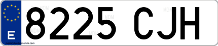 Ejemplo de matrícula de coche ordinaria 8225 CJH