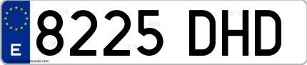 Ejemplo de matrícula española 8225 DHD