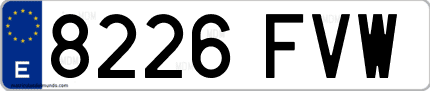Ejemplo de matrícula de coche ordinaria 8226 FVW