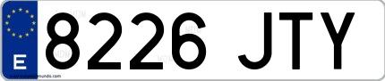 Ejemplo de matrícula española 8226 JTY