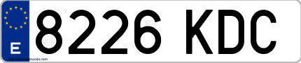 Ejemplo de matrícula de coche ordinaria 8226 KDC