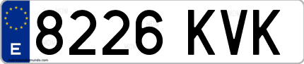 Ejemplo de matrícula de coche ordinaria 8226 KVK
