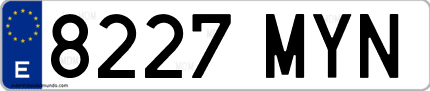 Ejemplo de matrícula de coche ordinaria 8227 MYN