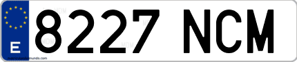 Ejemplo de matrícula de coche ordinaria 8227 NCM