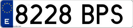 Ejemplo de matrícula de coche ordinaria 8228 BPS