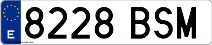 Ejemplo de matrícula de coche ordinaria 8228 BSM