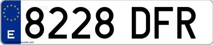 Ejemplo de matrícula española 8228 DFR