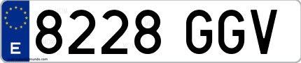 Ejemplo de matrícula de coche ordinaria 8228 GGV