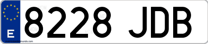 Ejemplo de matrícula de coche ordinaria 8228 JDB