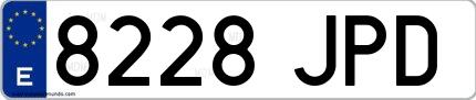Ejemplo de matrícula española 8228 JPD