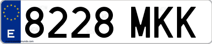 Ejemplo de matrícula de coche ordinaria 8228 MKK