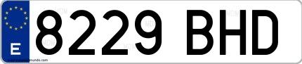 Ejemplo de matrícula española 8229 BHD