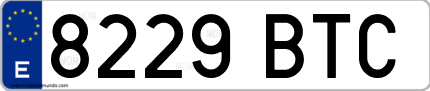 Ejemplo de matrícula de coche ordinaria 8229 BTC