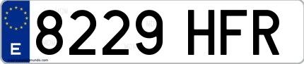 Ejemplo de matrícula española 8229 HFR