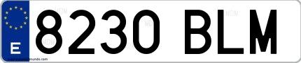Ejemplo de matrícula española 8230 BLM