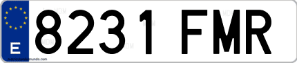 Ejemplo de matrícula de coche ordinaria 8231 FMR