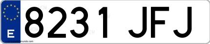 Ejemplo de matrícula española 8231 JFJ