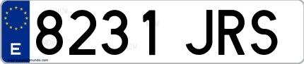Ejemplo de matrícula española 8231 JRS