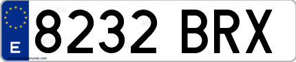 Ejemplo de matrícula de coche ordinaria 8232 BRX