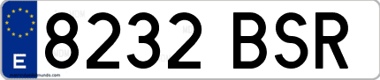 Ejemplo de matrícula de coche ordinaria 8232 BSR