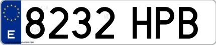 Ejemplo de matrícula española 8232 HPB