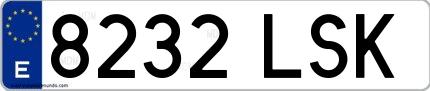 Ejemplo de matrícula española 8232 LSK