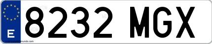 Ejemplo de matrícula española 8232 MGX
