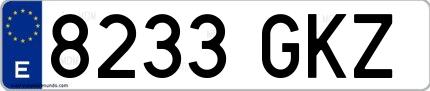 Ejemplo de matrícula española 8233 GKZ