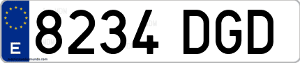 Ejemplo de matrícula de coche ordinaria 8234 DGD