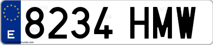 Ejemplo de matrícula de coche ordinaria 8234 HMW