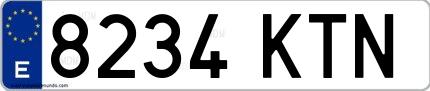 Ejemplo de matrícula española 8234 KTN