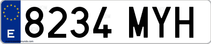 Ejemplo de matrícula de coche ordinaria 8234 MYH