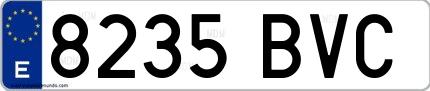 Ejemplo de matrícula española 8235 BVC