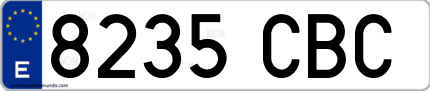 Ejemplo de matrícula de coche ordinaria 8235 CBC