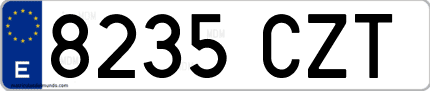 Ejemplo de matrícula de coche ordinaria 8235 CZT