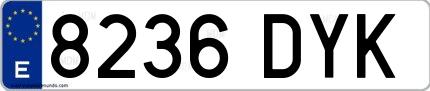 Ejemplo de matrícula española 8236 DYK