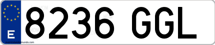Ejemplo de matrícula de coche ordinaria 8236 GGL